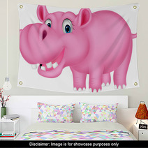 Cute Hippo Cartoon Wall Art 67013525