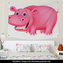 Cute Hippo Cartoon Wall Art 67014074