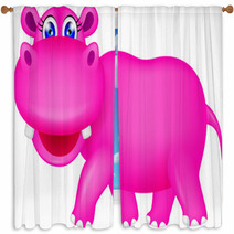 Cute Hippo Cartoon Window Curtains 47910917