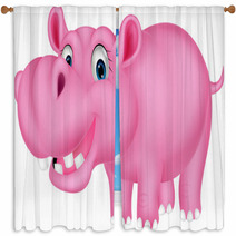Cute Hippo Cartoon Window Curtains 67013525