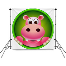 Cute Hippo Head Cartoon Backdrops 44679794