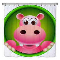 Cute Hippo Head Cartoon Bath Decor 44679794