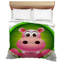 Cute Hippo Head Cartoon Bedding 44679794