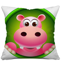Cute Hippo Head Cartoon Pillows 44679794