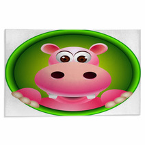 Cute Hippo Head Cartoon Rugs 44679794