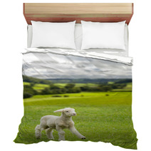 Cute Lamb In Meadow In Wales Or Yorkshire Dales Bedding 85249573