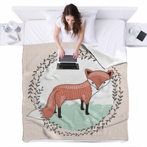 Cute Little Fox Illustration For Children Blankets 60199009