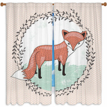 Cute Little Fox Illustration For Children Window Curtains 60199009