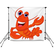Cute Lobster Cartoon Presenting Backdrops 56990831