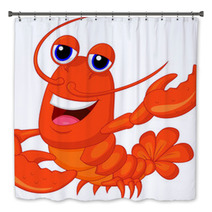 Cute Lobster Cartoon Presenting Bath Decor 56990831