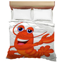 Cute Lobster Cartoon Presenting Bedding 56990831