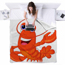 Cute Lobster Cartoon Presenting Blankets 56990831