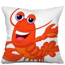 Cute Lobster Cartoon Presenting Pillows 56990831
