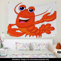 Cute Lobster Cartoon Presenting Wall Art 56990831