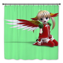 Cute Manga Angel In Festive Clothing. With Clipping Path Bath Decor 10877287