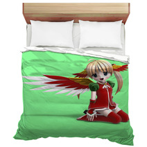 Cute Manga Angel In Festive Clothing. With Clipping Path Bedding 10877287