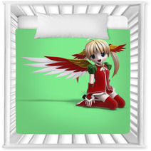 Cute Manga Angel In Festive Clothing. With Clipping Path Nursery Decor 10877287