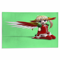 Cute Manga Angel In Festive Clothing. With Clipping Path Rugs 10877287