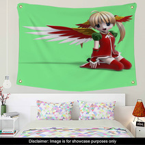Cute Manga Angel In Festive Clothing. With Clipping Path Wall Art 10877287