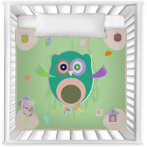 Cute Owl Card Baby Girl Arrival Announcement Card Nursery Decor 127755411