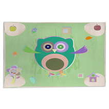Cute Owl Card Baby Girl Arrival Announcement Card Rugs 127755411