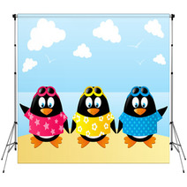 Cute Penguins On Sea Background Backdrops 65743488