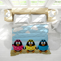 Cute Penguins On Sea Background Bedding 65743488