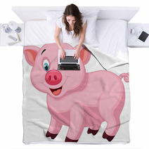 Cute Pig Cartoon Blankets 56991465