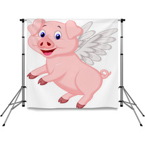 Cute Pig Cartoon Flying Backdrops 58466544