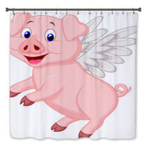 Cute Pig Cartoon Flying Bath Decor 58466544