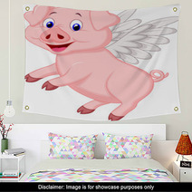 Cute Pig Cartoon Flying Wall Art 58466544