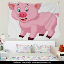 Cute Pig Cartoon Wall Art 56991465