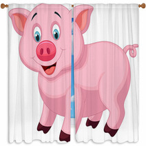 Cute Pig Cartoon Window Curtains 56991465