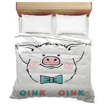 Cute Pig Vector Illustration Bedding 237117226