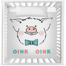 Cute Pig Vector Illustration Nursery Decor 237117226