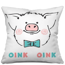 Cute Pig Vector Illustration Pillows 237117226