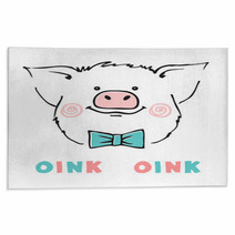 Cute Pig Vector Illustration Rugs 237117226