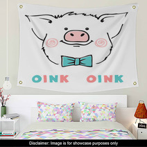 Cute Pig Vector Illustration Wall Art 237117226