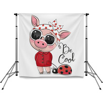 Cute Pig With Sun Glasses Backdrops 200261964