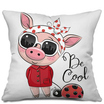 Cute Pig With Sun Glasses Pillows 200261964