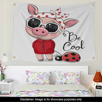Cute Pig With Sun Glasses Wall Art 200261964