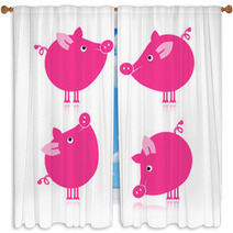 Cute Piggy For Your Design Window Curtains 54009219