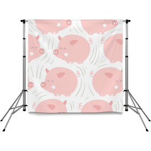 Cute Pigs Seamless Pattern Backdrops 211599484