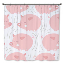 Cute Pigs Seamless Pattern Bath Decor 211599484