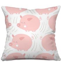 Cute Pigs Seamless Pattern Pillows 211599484