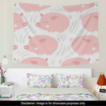 Cute Pigs Seamless Pattern Wall Art 211599484
