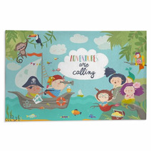 Cute Pirates And Beautiful Mermaids Rugs 215256836