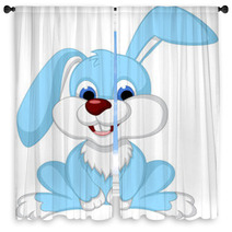 Cute Rabbit Cartoon Posing Window Curtains 61478029