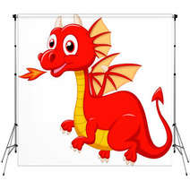Cute Red Dragon Cartoon Backdrops 58171881