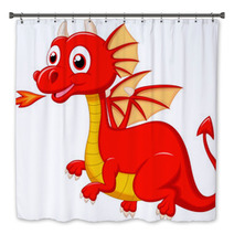 Cute Red Dragon Cartoon Bath Decor 58171881
